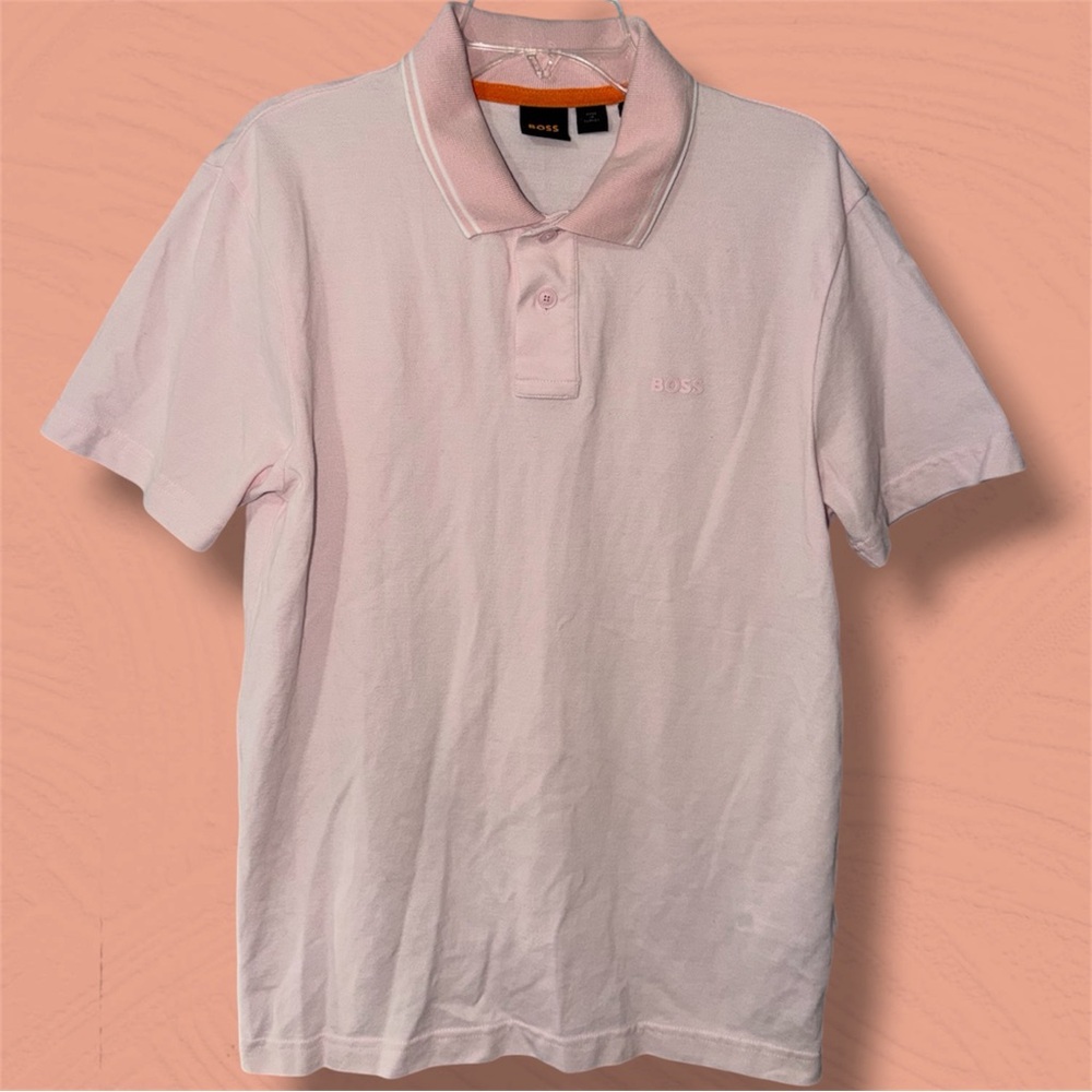 BOSS ORANGE by Hugo Boss Peoxford Short Sleeve Stretch Pique Pink Polo Shirt